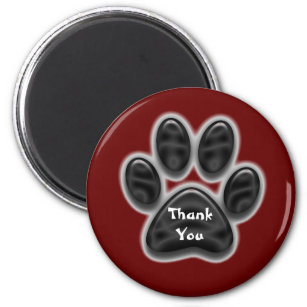 Thank You Black Paw Print Animal Lover Thanks Magnet