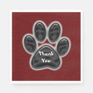 Thank You Black Paw Print Dog Lover Appreciation Napkin