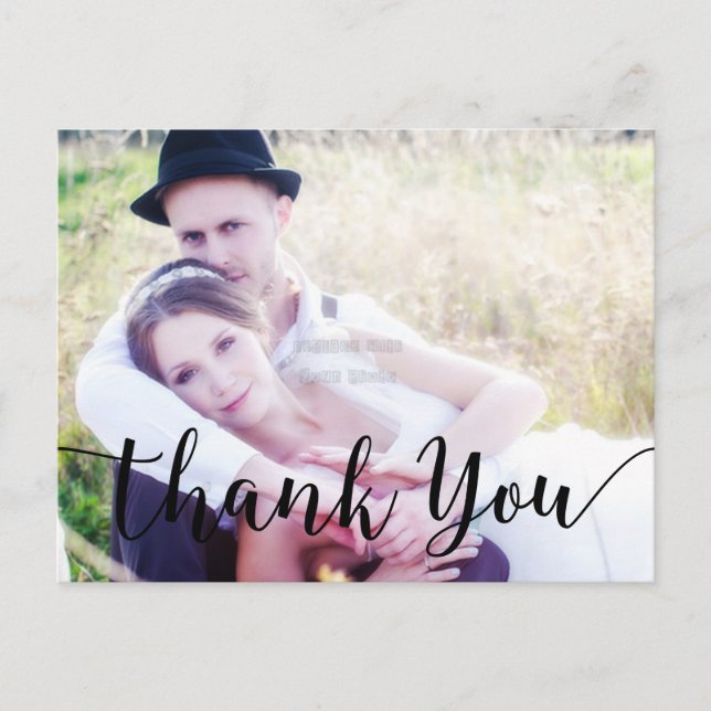 Thank You Black Script Type Photo Postcard (Front)