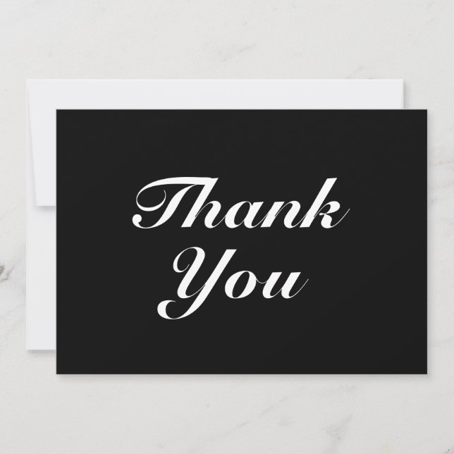 Thank You, black white elegant note card (Front)