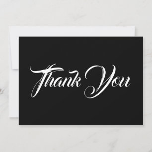 Thank You, black white elegant script note card