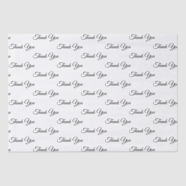 Thank you black white elegant script pattern chic tissue paper (Front)