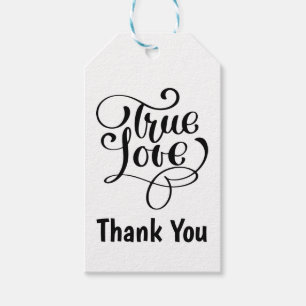 Thank You Black & White Love Wedding Party Gift Tags