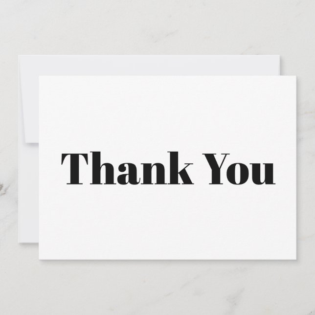 Thank You, black white modern elegant note card (Front)