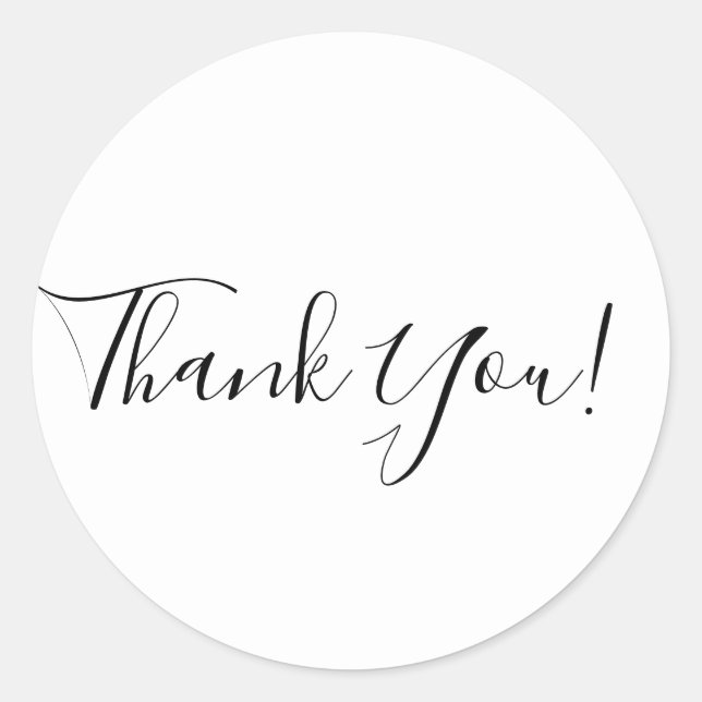 Thank you black white modern script simple chic classic round sticker (Front)