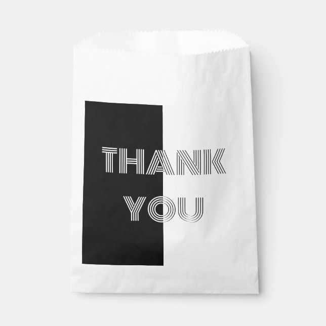 Thank You Black White Op Art Retro Simple Stylish Favour Bags (Front)