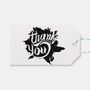 Thank You Black & White Paint Splat Gift Wedding Tags