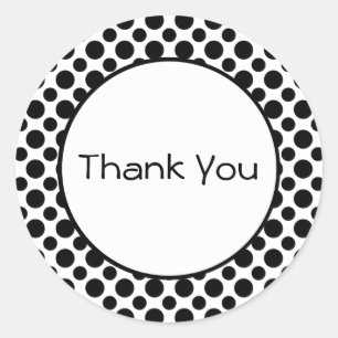 Thank You Black White Polka Dots Sticker