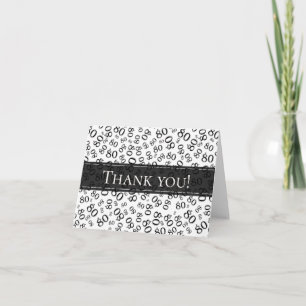 "Thank you!" Black/White Random Number 80 Pattern Thank You Card