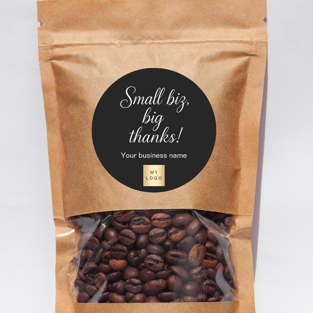 Thank you black white script business logo classic round sticker (Creator Uploaded)