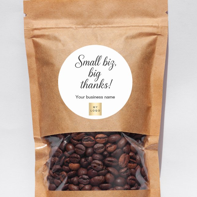 Thank you black white script business logo classic round sticker (Creator Uploaded)