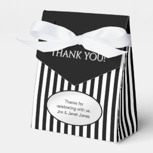 Thank You - Black/White Simple Stripes Pattern Favour Box