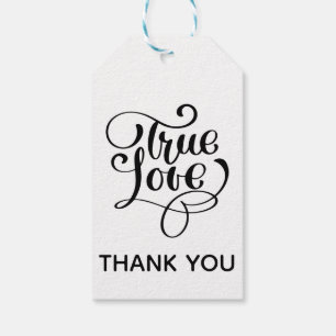 Thank You Black & White True Love Wedding Party Gift Tags