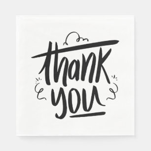 Thank You Black White Wedding Modern Bridal Shower Napkin