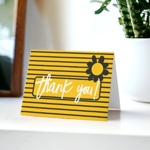 Thank You Black Yellow Flowers Card