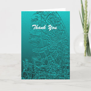 Thank You, Blank Inside, Blue Ferris Wheel Thank You Card