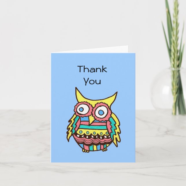 Thank you blank inside note card with owl (Front)
