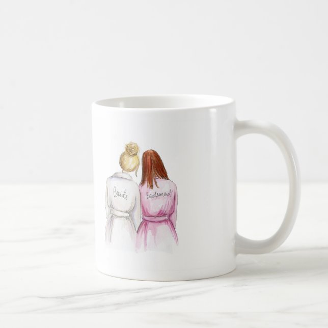 THANK YOU Blonde Bun Bride Long Red Maid Coffee Mug (Right)