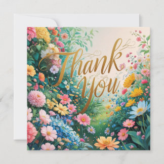 Thank You Blooming Garden Flowers Card 
