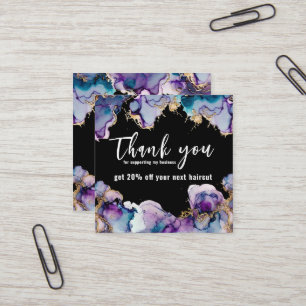 Thank You Blue Abstract Black Elegant Business Square Business Card