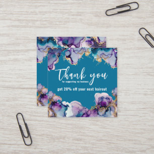 Thank You Blue Abstract Elegant Business Square Business Card