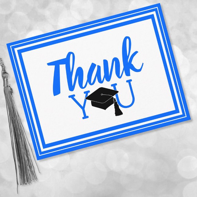 Thank You Blue and White School Colours Postcard (Creator Uploaded)