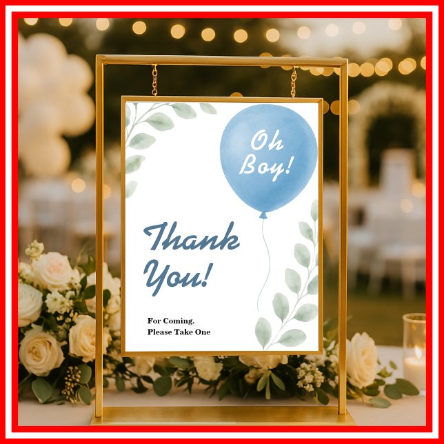 Thank You Blue Balloon Eucalyptus Baby Shower SIGN (Creator Uploaded)