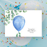 Thank you blue balloon greenery<br><div class="desc">Blue balloon greenery thank you. Oh Boy! Watercolor balloon greenery eucalyptus baby shower party. Matching items available.</div>