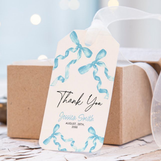 Thank You blue Bow Gift Tag (Creator Uploaded)