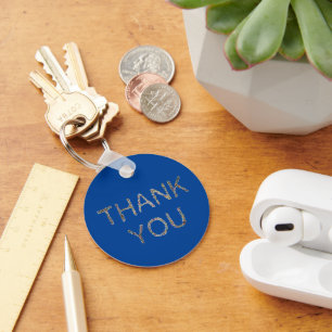 Thank You Blue Colourful Minimalist Appreciation Key Ring