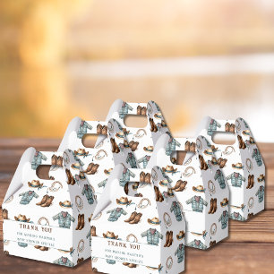 Thank You Blue Cowboy Pattern Baby Boy Shower Favour Box