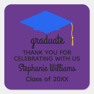 Thank You Blue Graduation Cap #1 Stickers