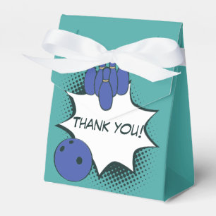 Thank you! Blue-Green Bowling Birthday Party Favour Box
