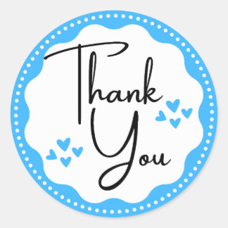 Thank You Blue Hearts Classic Round Sticker