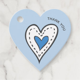 Thank You Blue Love Heart Baby Shower Favour Tags