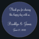 Thank You Blue Nautical Wedding Stickers<br><div class="desc">Thank You blue nautical wedding stickers with chaneable text</div>