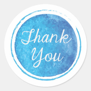 Thank You Blue Round Sticker
