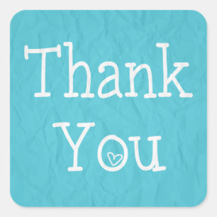 Thank You Blue Turquoise Heart Sticker