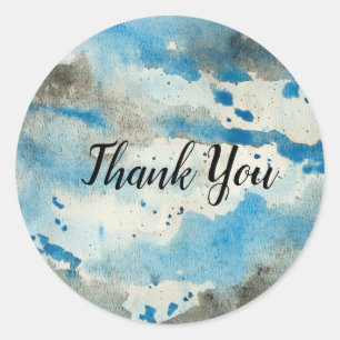 Thank you Blue water colour stickers