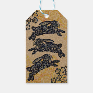 Thank You Blue White Bunny Rabbit Oriental Kraft Gift Tags