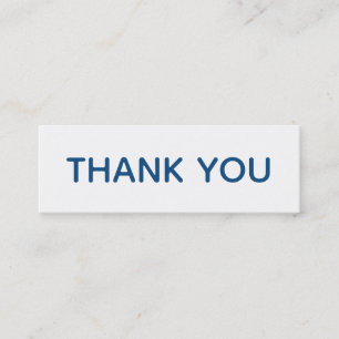 Thank You Blue White Gratitude Typography Mini Business Card