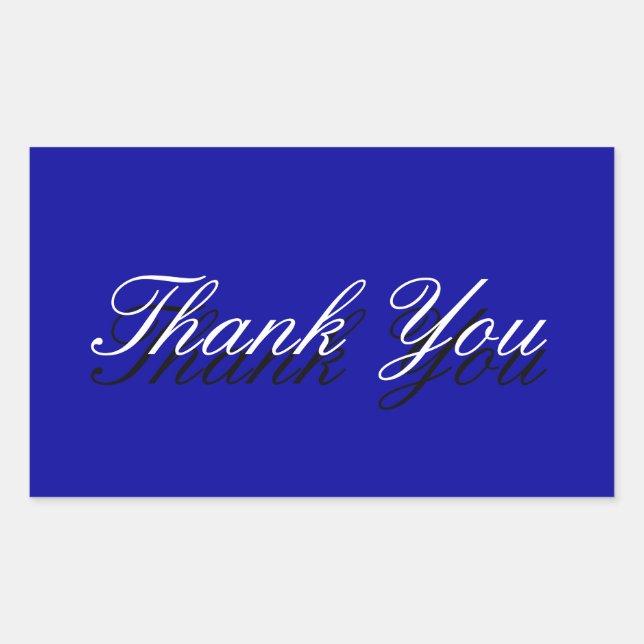 Thank You Blue White Greeting Card Rectangular Sticker (Front)