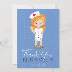 Thank You Blue White Polka Dot Ginger Nurse