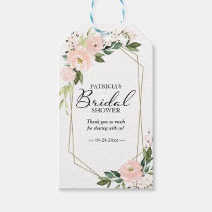 Thank You - Blush Flowers Geometric Bridal Shower Gift Tags