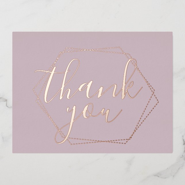 Thank You Blush Frame Pink Foil Pressed Card (Front)