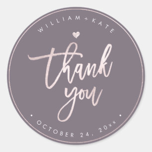 Thank You, Blush Modern Script DIY Background Classic Round Sticker