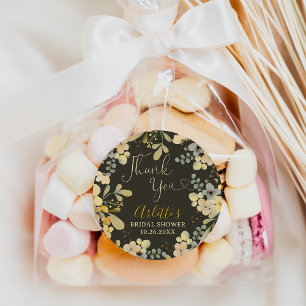 Thank you boho floral autumn chic bridal shower classic round sticker