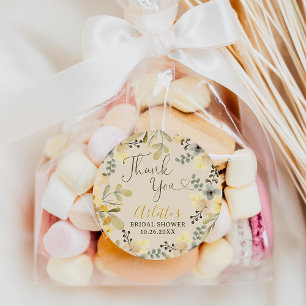 Thank you boho floral autumn chic bridal shower classic round sticker