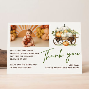 Thank You Boho Photo Fall Pumpkin Baby Shower Invitation