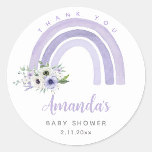Thank You Boho Rainbow Baby Shower Classic Round Sticker